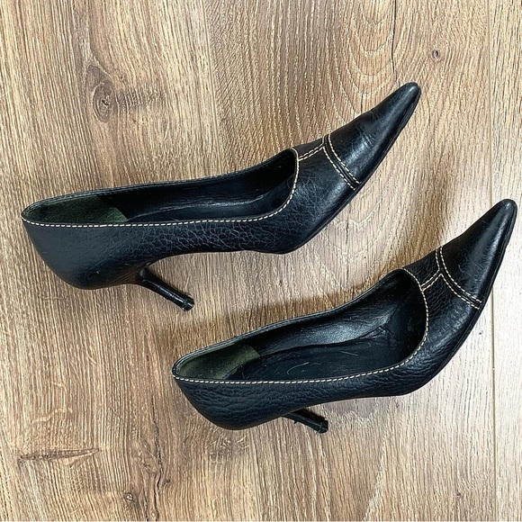 Women’s Vintage Dolce & Gabbana Black Stitched Pointed Heels Pumps, SZ: 38 - Picture 14 of 15